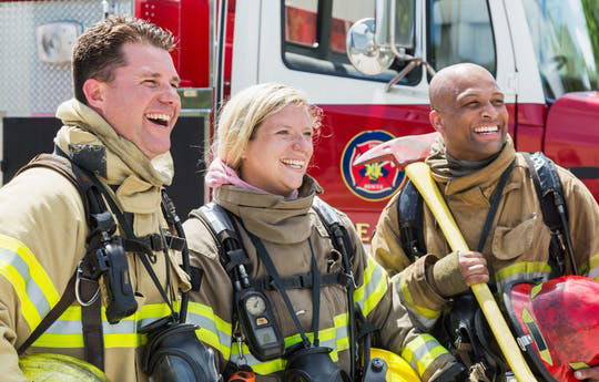 3 firefighters smiling